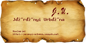 Járányi Urbána névjegykártya
